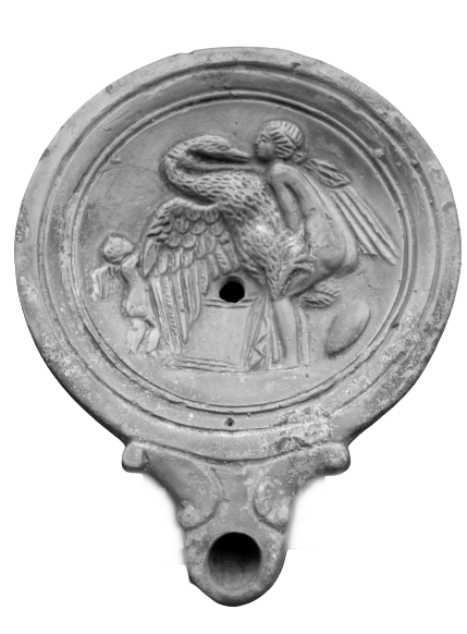 Roman oil lamp with Leda
